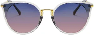 FEISEDY Vintage Polarized Cat Eye Sunglasses for Women Oversized Round Sunglasses Anti Glare B7000