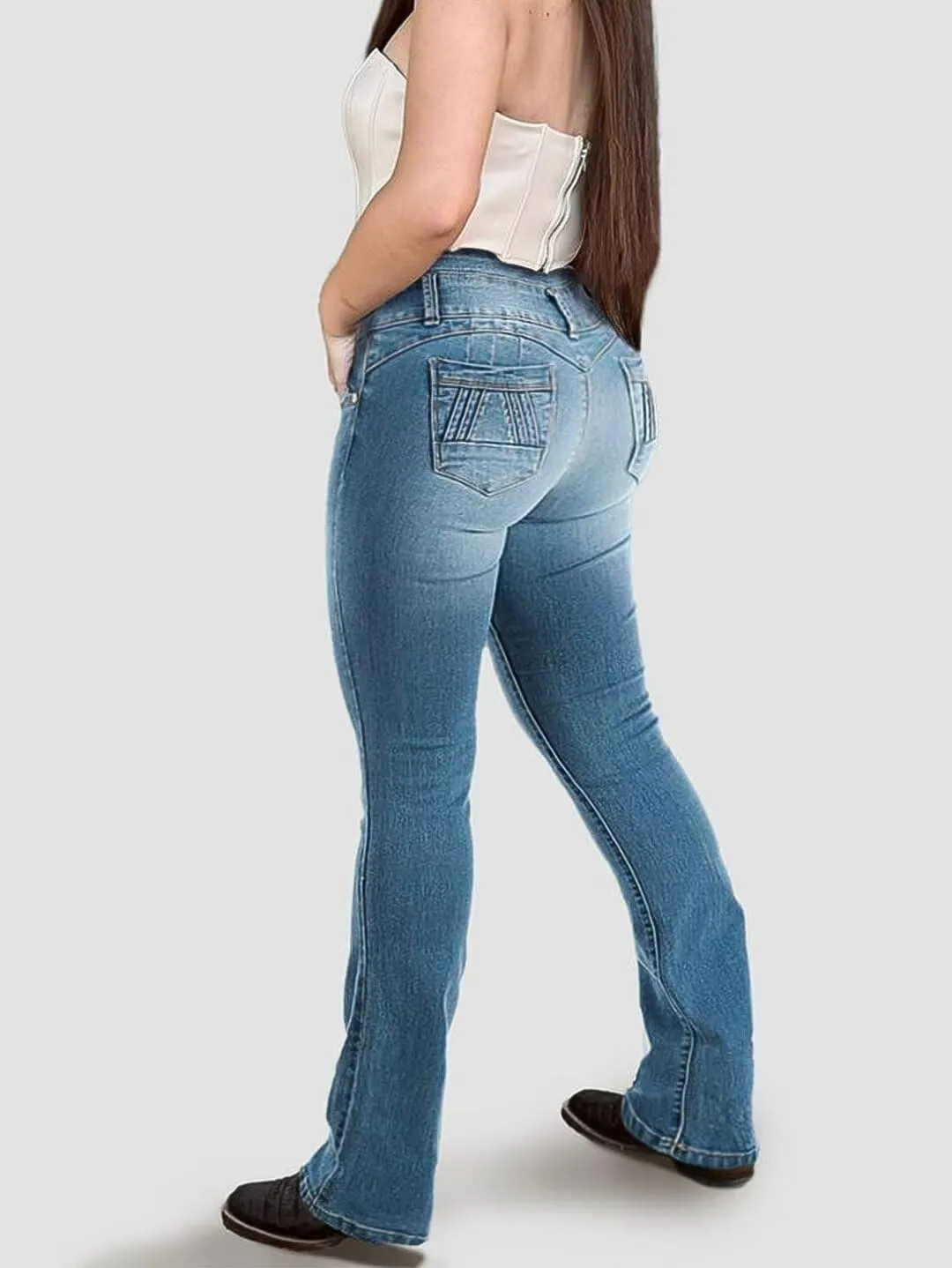 Flamingals Butt Lifting High Waist Tummy Control Bootcut Jeans