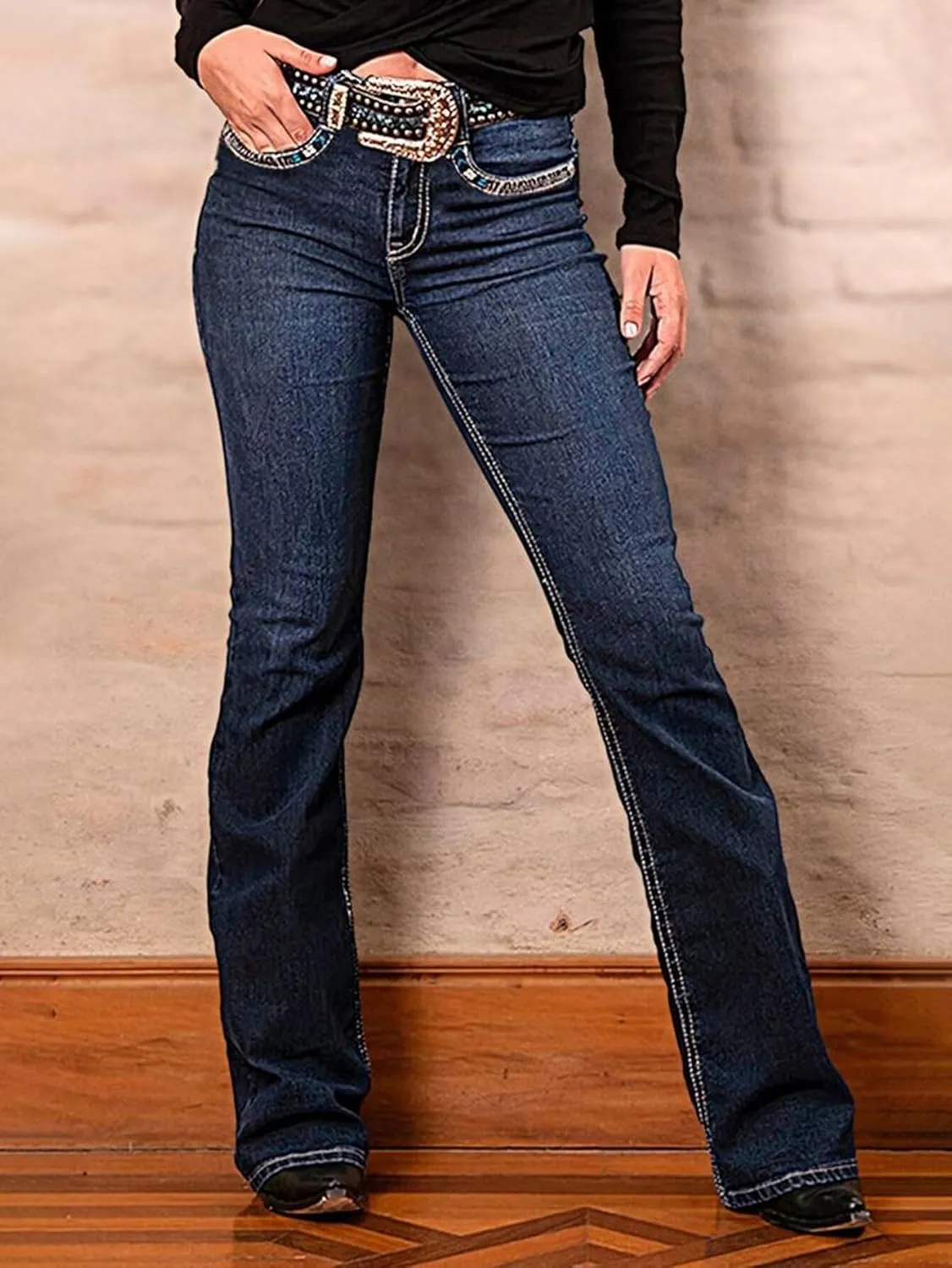 Flamingals Butt Lifting High Waist Tummy Control Bootcut Jeans