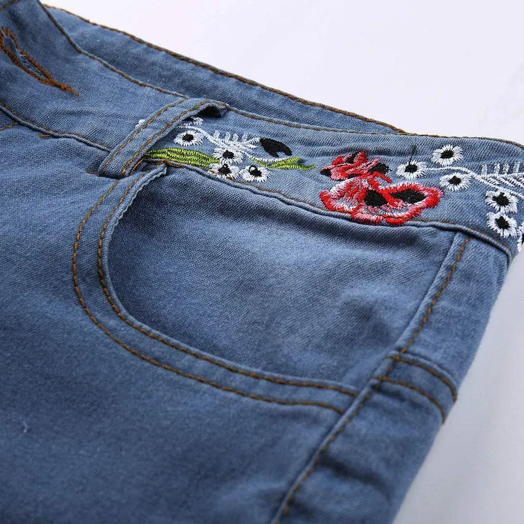 Flared Jeans for Women 70s High Waisted Jeans Lightweight Denim Embroidered Pants Bootcut Bell Bottom Jeans