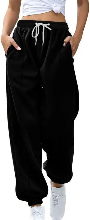 Fleece Womens Joggers with Pockets Loose Sweatpants High Waisted Sweat Pants Athletic Ankle Pull on Jogger Pants