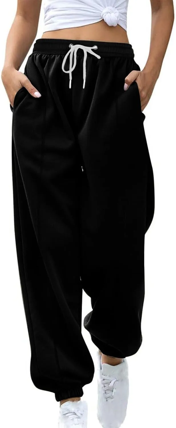 Fleece Womens Joggers with Pockets Loose Sweatpants High Waisted Sweat Pants Athletic Ankle Pull on Jogger Pants