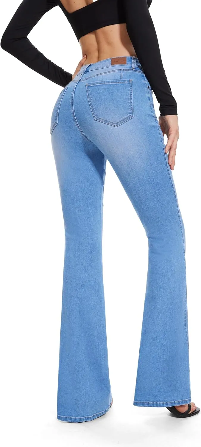 FLYING BANANA Women's High Waisted Butt Lifting Stretch Bootcut Jeans