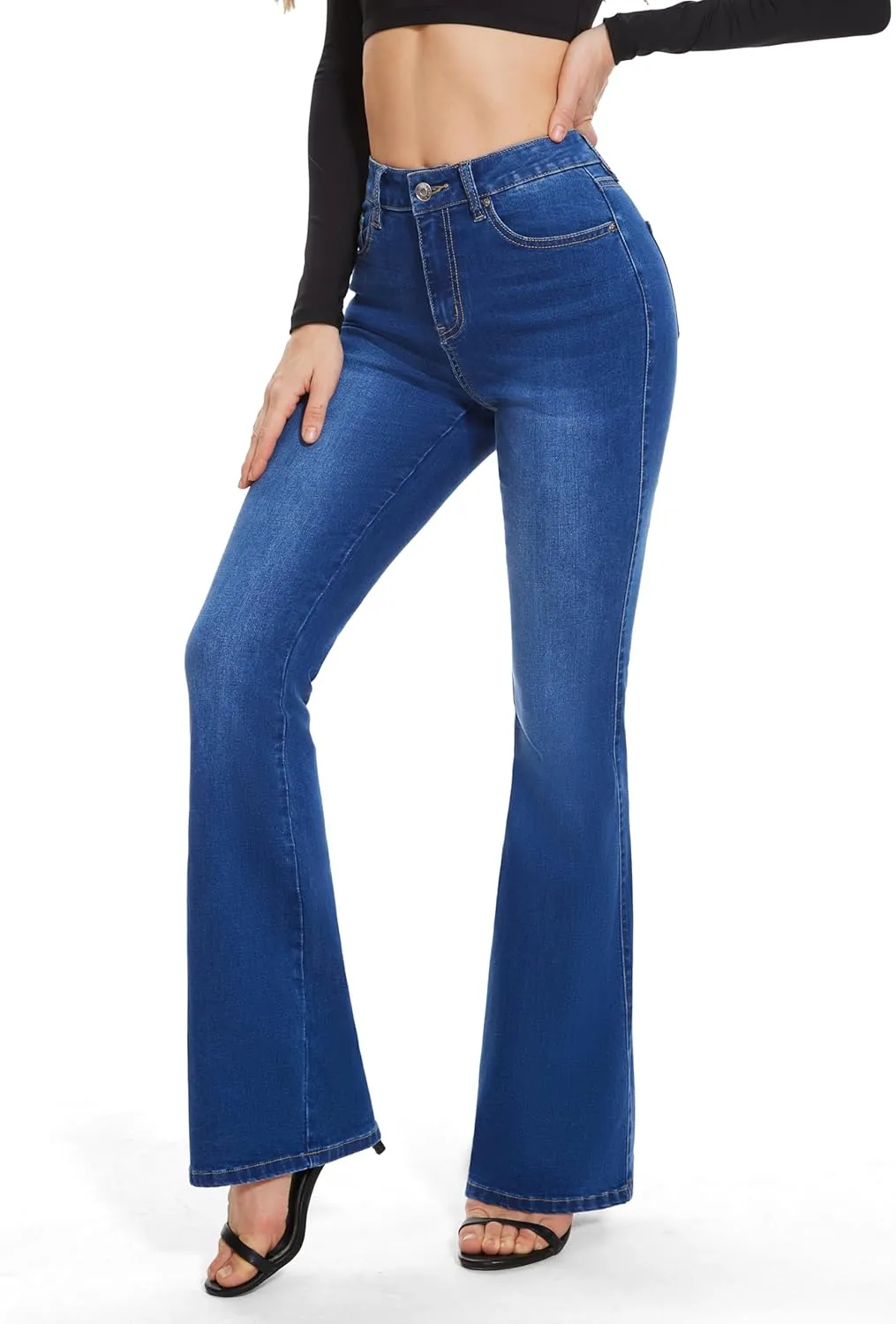 FLYING BANANA Women's High Waisted Butt Lifting Stretch Bootcut Jeans
