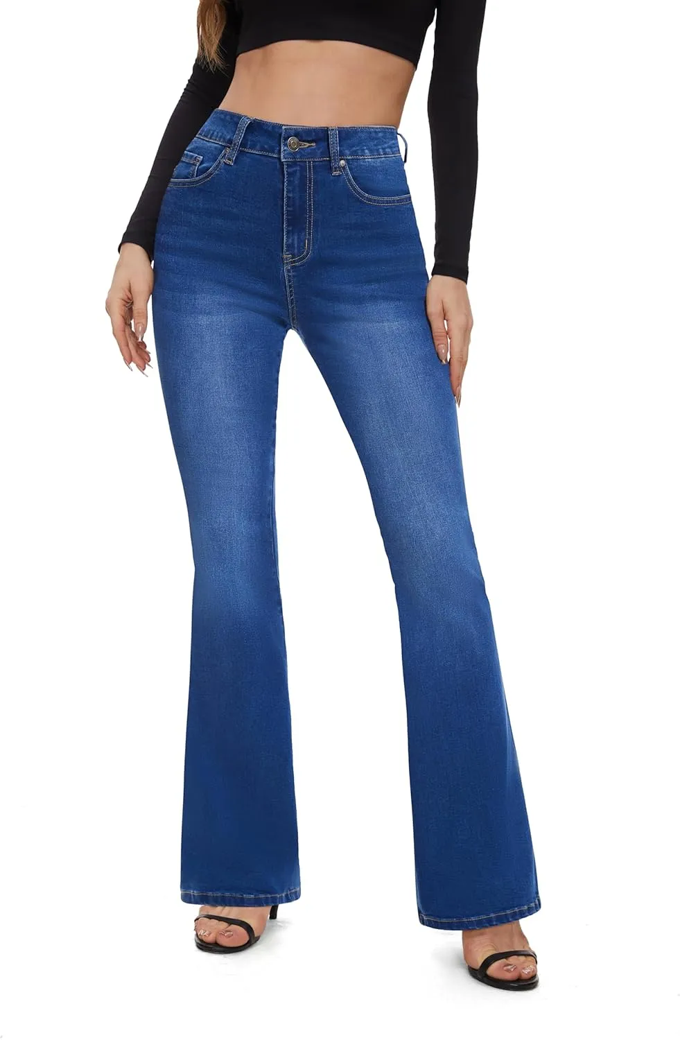 FLYING BANANA Women's High Waisted Butt Lifting Stretch Bootcut Jeans