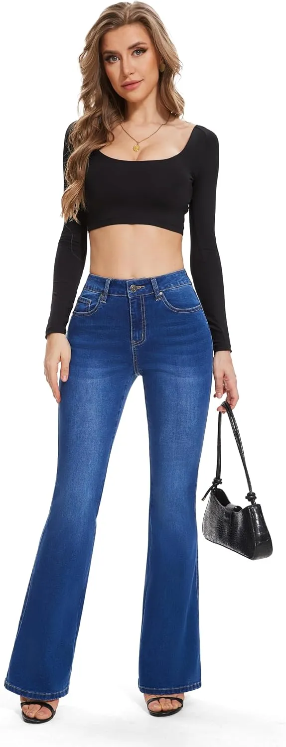 FLYING BANANA Women's High Waisted Butt Lifting Stretch Bootcut Jeans