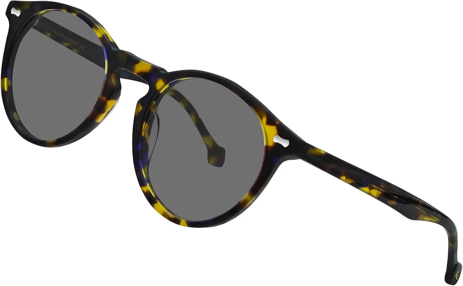 FreeFineTech Polarized Sunglasses UV400 Protection Acetate Frame Metal Vintage Round Sunglasses for Men and Women