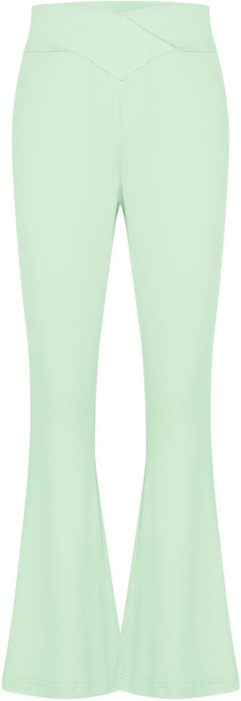 Girls Flare Leggings Cross High Waisted Yoga Pants Bootcut Leggings Kids Stretch Dance Bell Bottoms with Pockets Soft