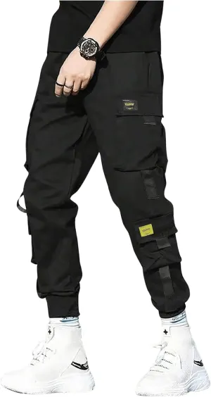 GORGLITTER Boy's Cargo Pants Elastic Waist Drawstring Joggers with Multi Pockets Lightweight Pants for Sports