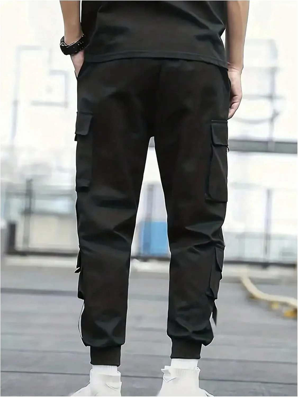 GORGLITTER Boy's Cargo Pants Elastic Waist Drawstring Joggers with Multi Pockets Lightweight Pants for Sports