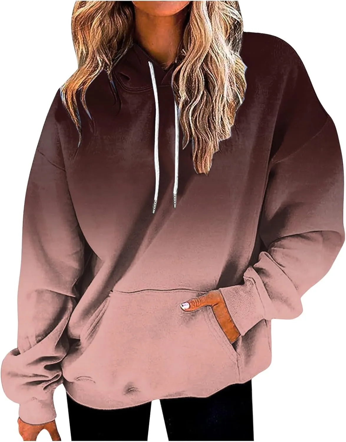 Gradient Printed Hoodies for Women Oversized Hooded Sweatshirts Long Sleeve Shirts Cozy Soft Pullover Womans Hoodie