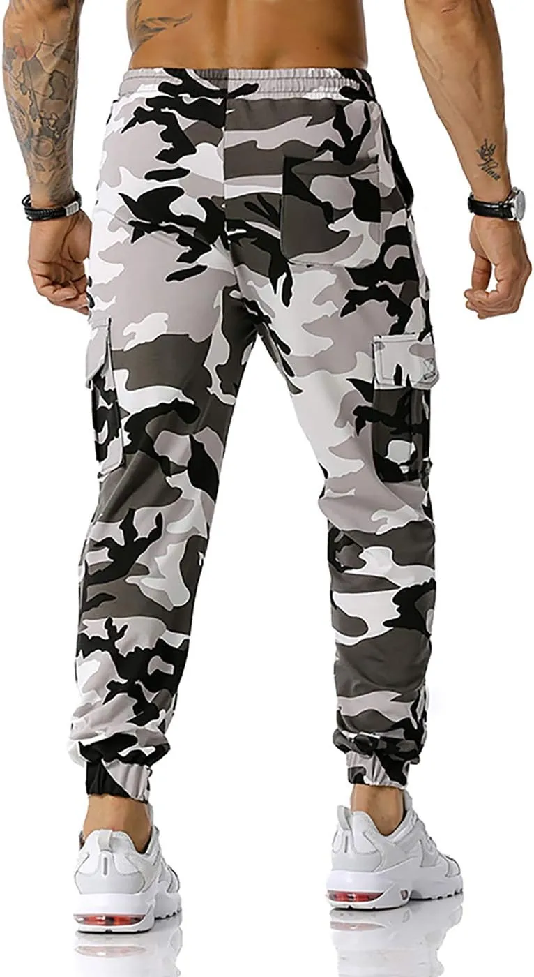 GRAJTCIN Casual Camo Joggers Sweatpants for Men Lightweight Hiking Outdoor Sweatpants Streetwear Pants for Men