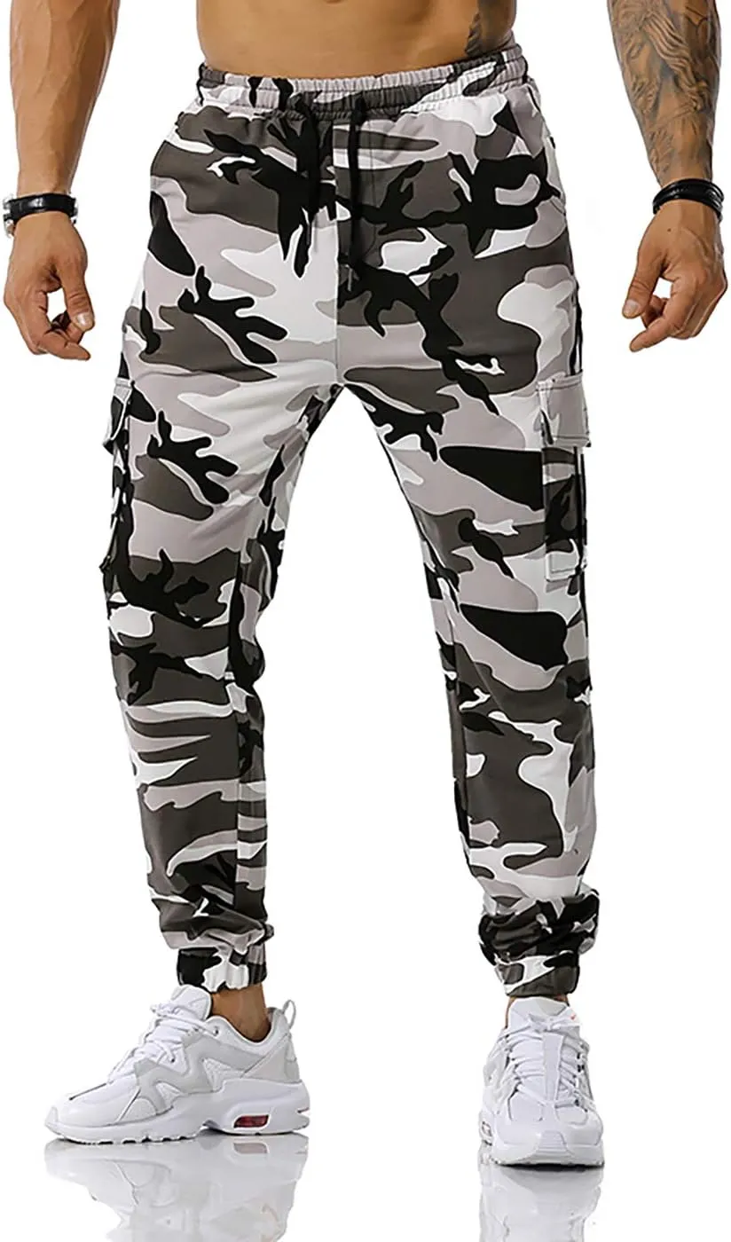 GRAJTCIN Casual Camo Joggers Sweatpants for Men Lightweight Hiking Outdoor Sweatpants Streetwear Pants for Men