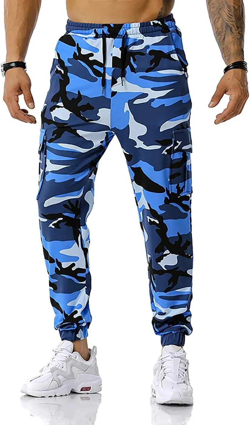 GRAJTCIN Casual Camo Joggers Sweatpants for Men Lightweight Hiking Outdoor Sweatpants Streetwear Pants for Men