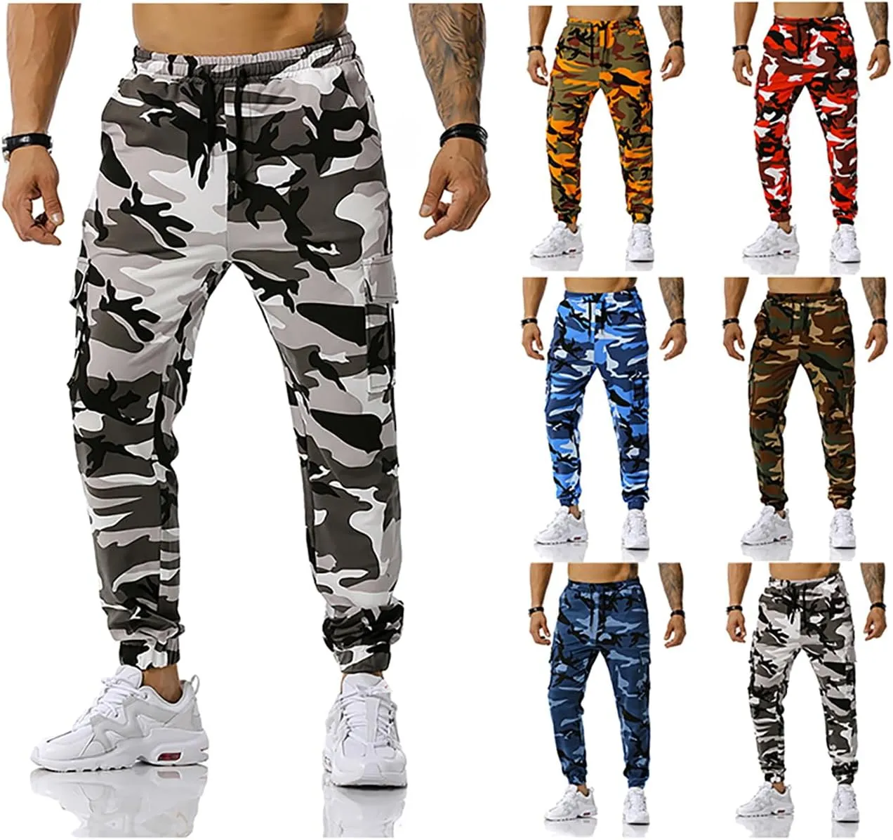 GRAJTCIN Casual Camo Joggers Sweatpants for Men Lightweight Hiking Outdoor Sweatpants Streetwear Pants for Men