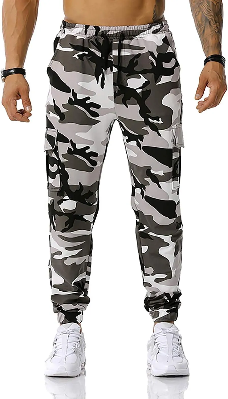 GRAJTCIN Casual Camo Joggers Sweatpants for Men Lightweight Hiking Outdoor Sweatpants Streetwear Pants for Men