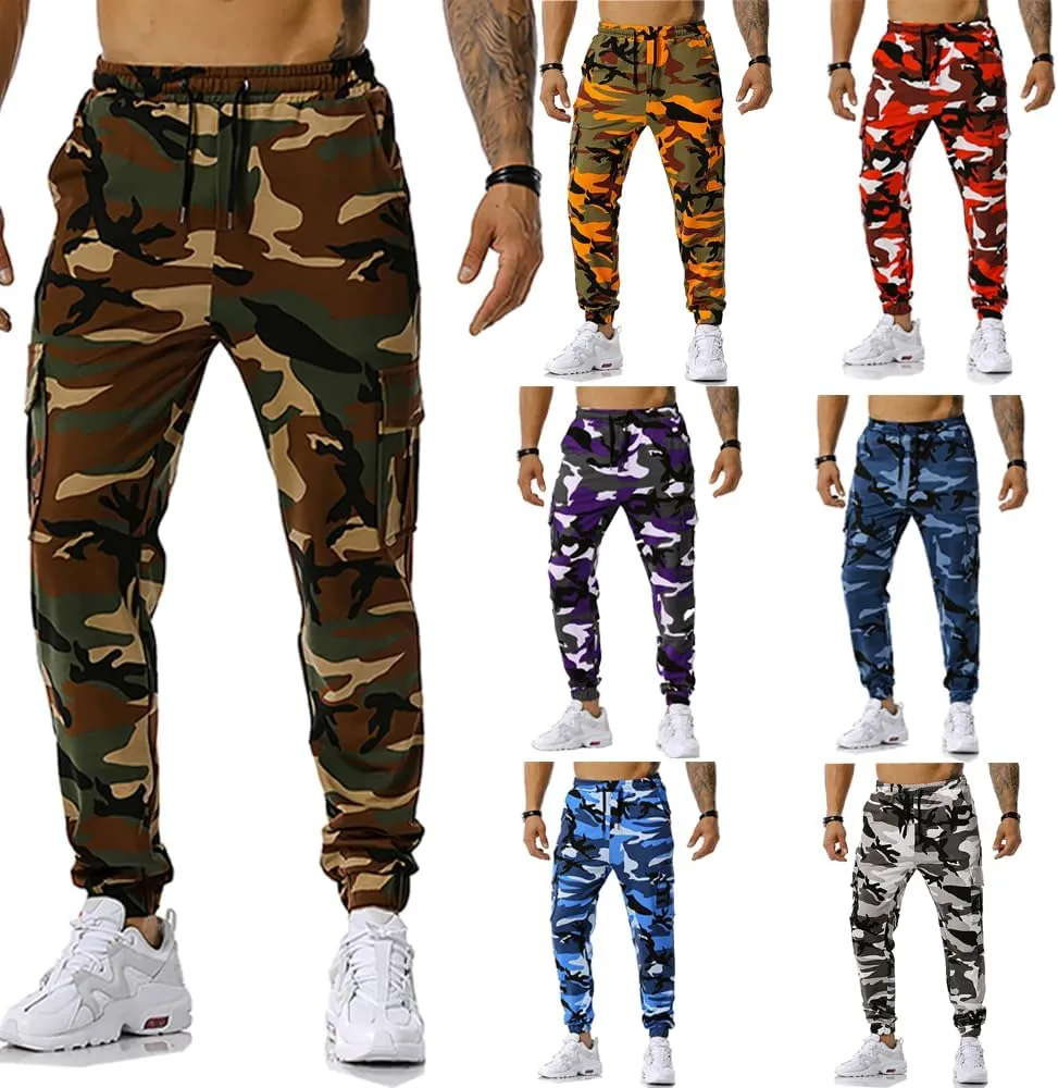 GRAJTCIN Casual Camo Joggers Sweatpants for Men Lightweight Hiking Outdoor Sweatpants Streetwear Pants for Men