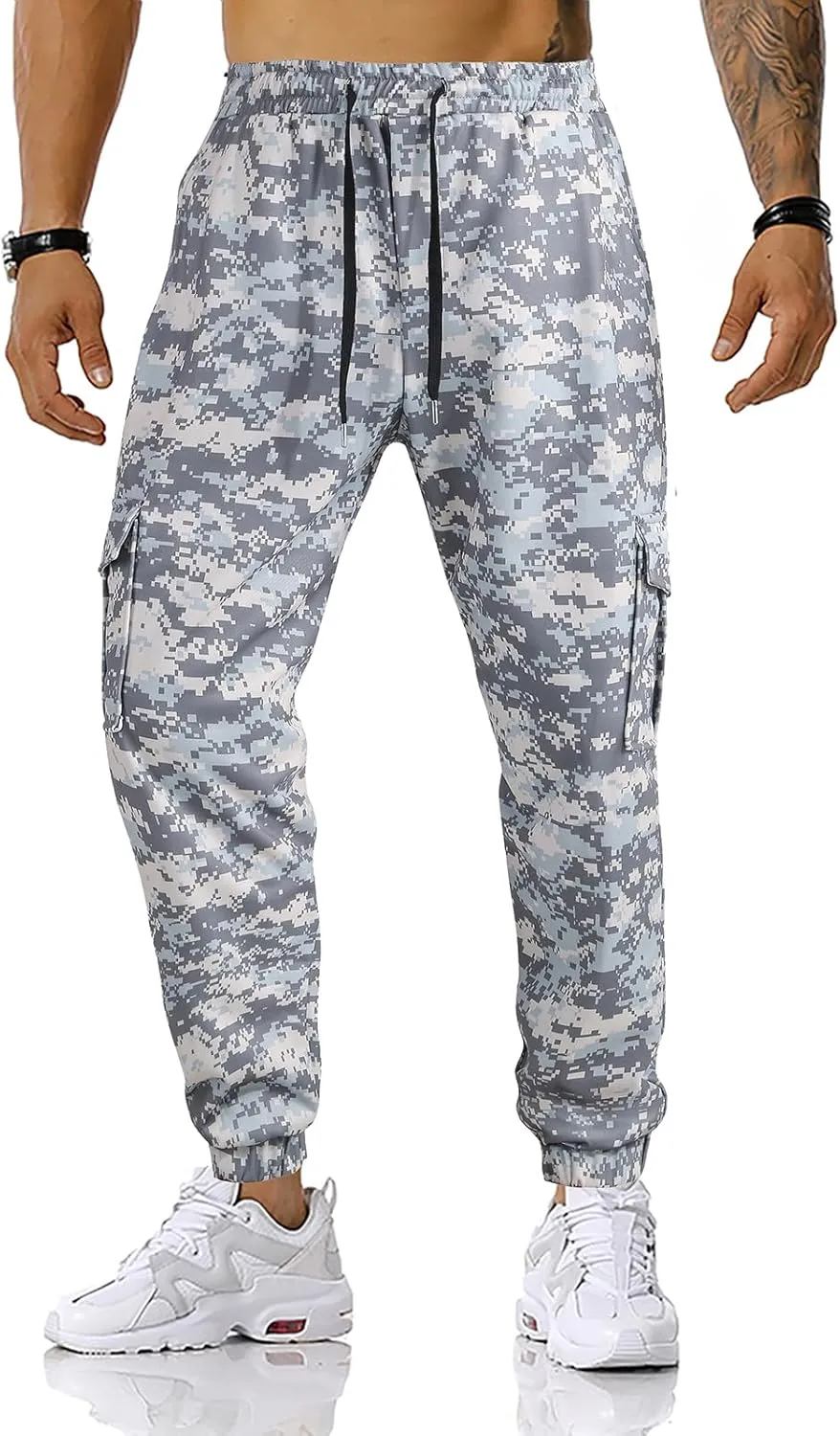 GRAJTCIN Casual Camo Joggers Sweatpants for Men Lightweight Hiking Outdoor Sweatpants Streetwear Pants for Men