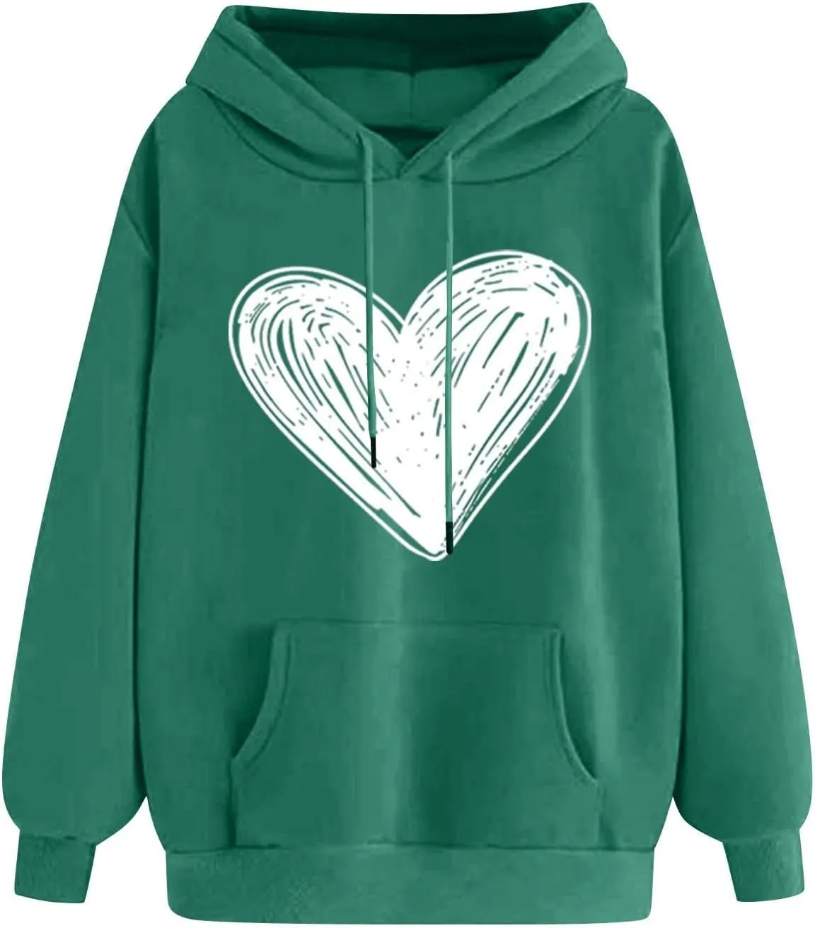 Graphic Hoodies for Teen Girls Women Heart Print Long Sleeve Oversized Pullover Cute Sweatshirts Plus Size Fashion Tops