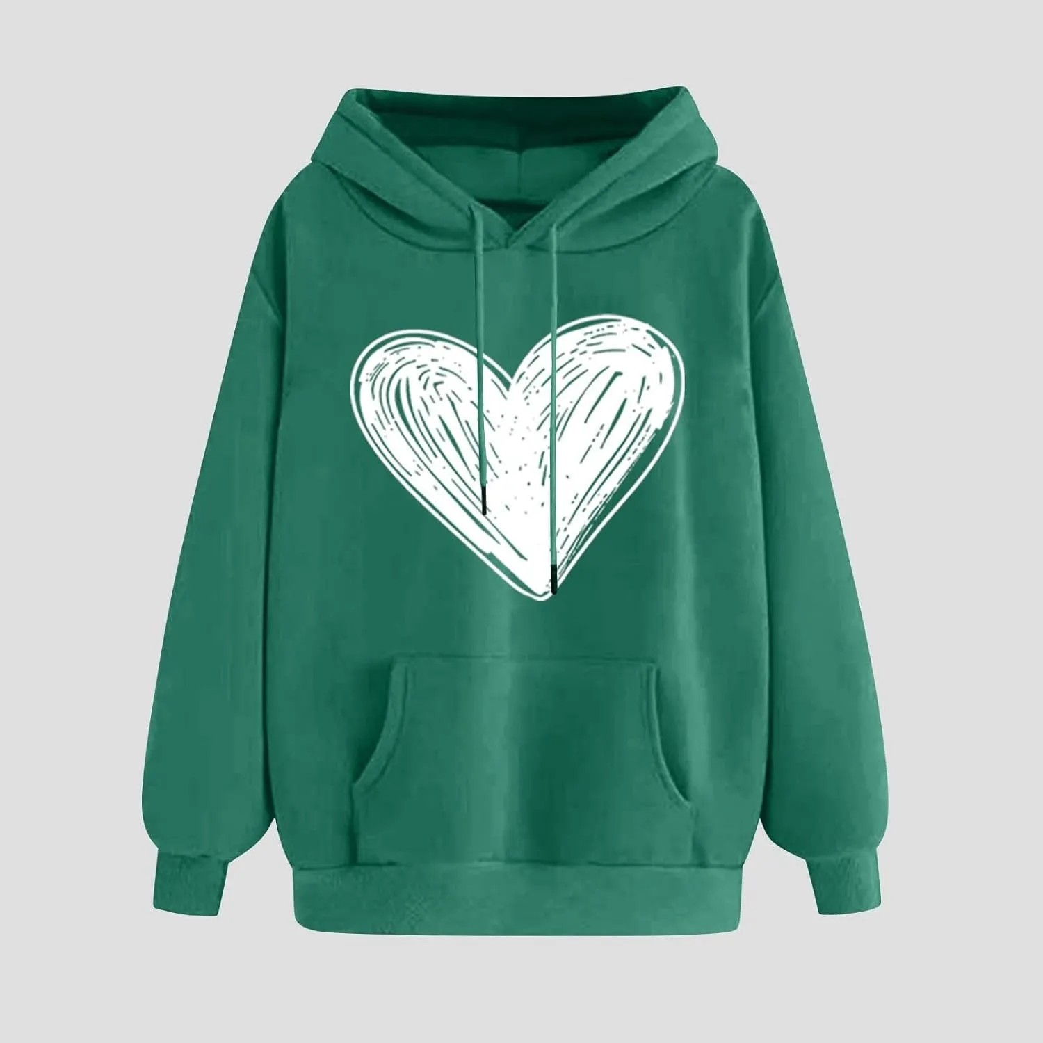 Graphic Hoodies for Teen Girls Women Heart Print Long Sleeve Oversized Pullover Cute Sweatshirts Plus Size Fashion Tops