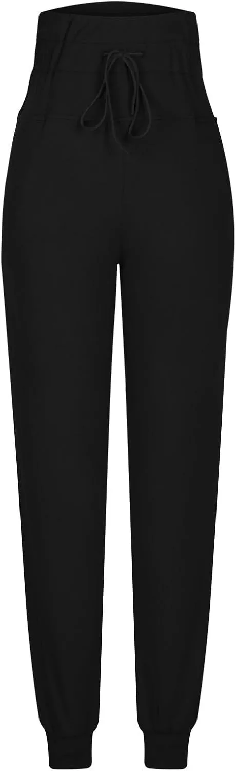 Gumipy Womens Joggers with Pockets Drawstring High Waisted Stretchy Sweatpants Soft Comfy Yoga Pants Tapered Lounge Pants