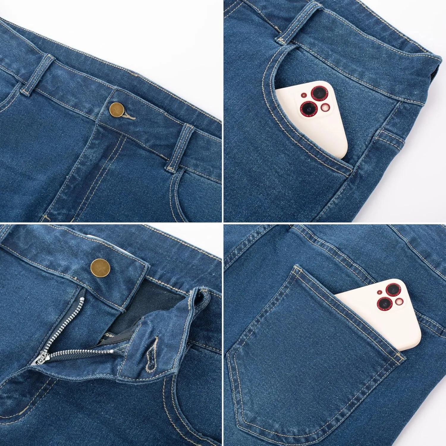 Hanna Nikole Women's Plus Size Wide Flared Jeans High Waisted Stretchy Bell Bottom Denim Jeans with Pockets