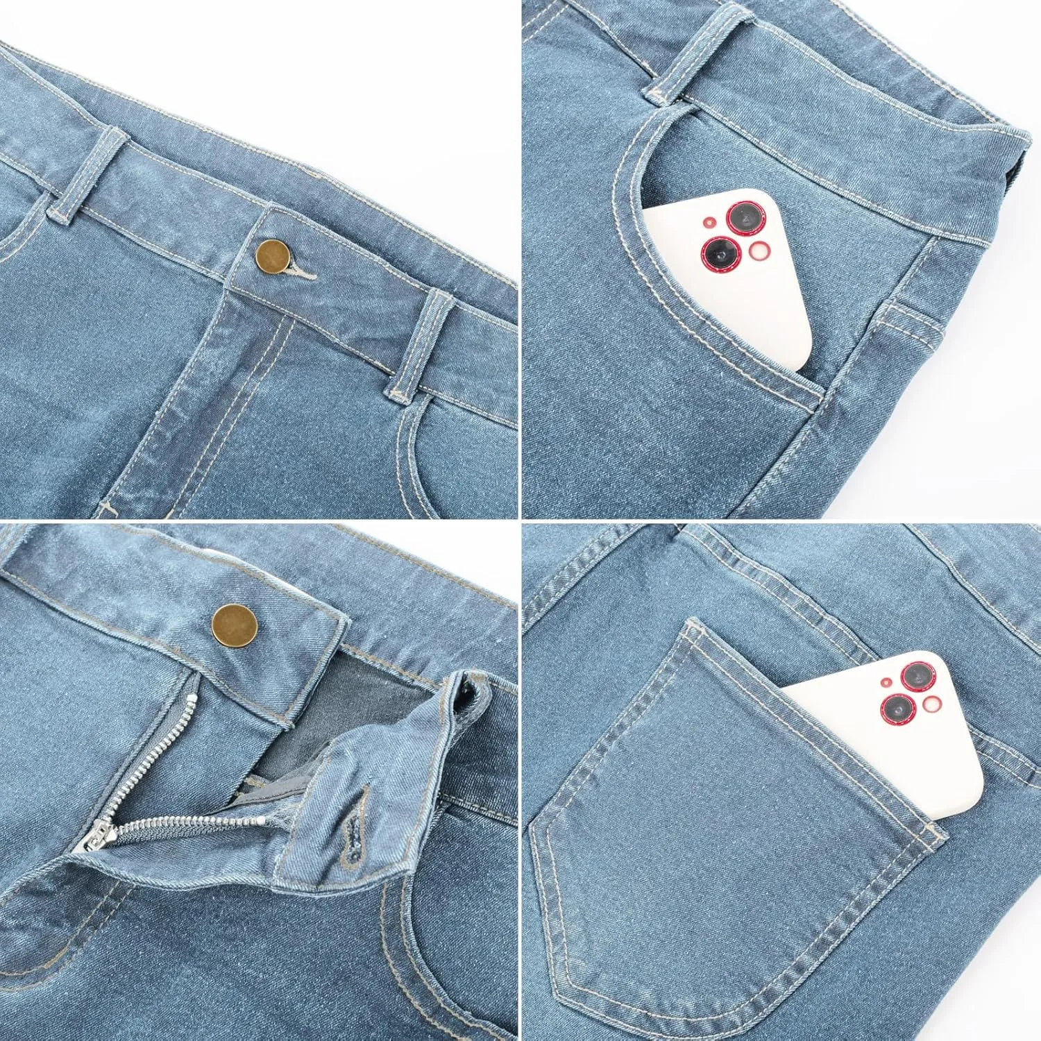 Hanna Nikole Women's Plus Size Wide Flared Jeans High Waisted Stretchy Bell Bottom Denim Jeans with Pockets