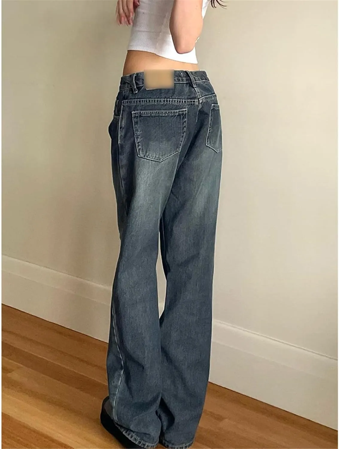High Waist Jeans Women Baggy Jeans Straight Leg Pants Denim Trousers Vintage Loose Blue Mom Jeans
