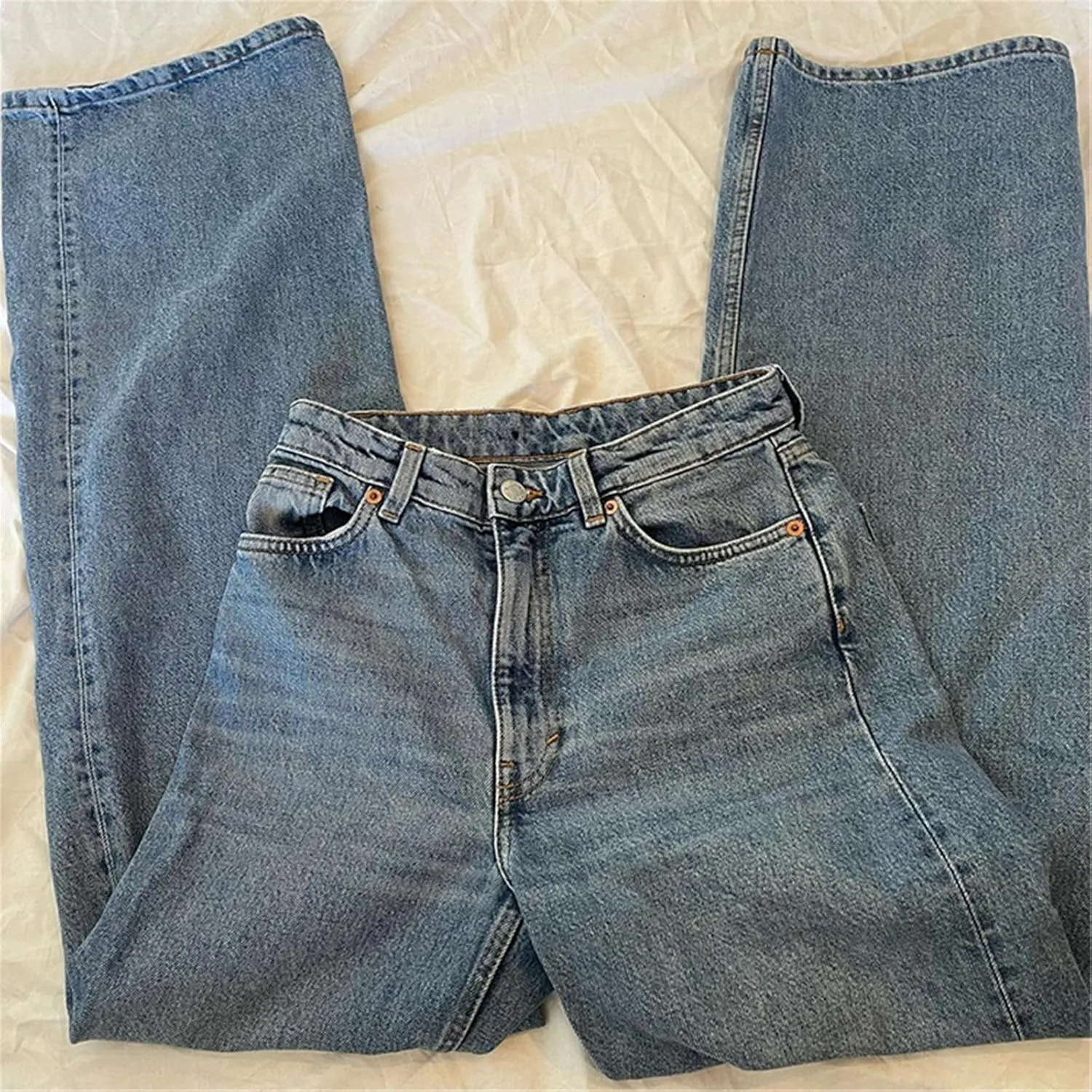 High Waist Jeans Women Baggy Jeans Straight Leg Pants Denim Trousers Vintage Loose Blue Mom Jeans