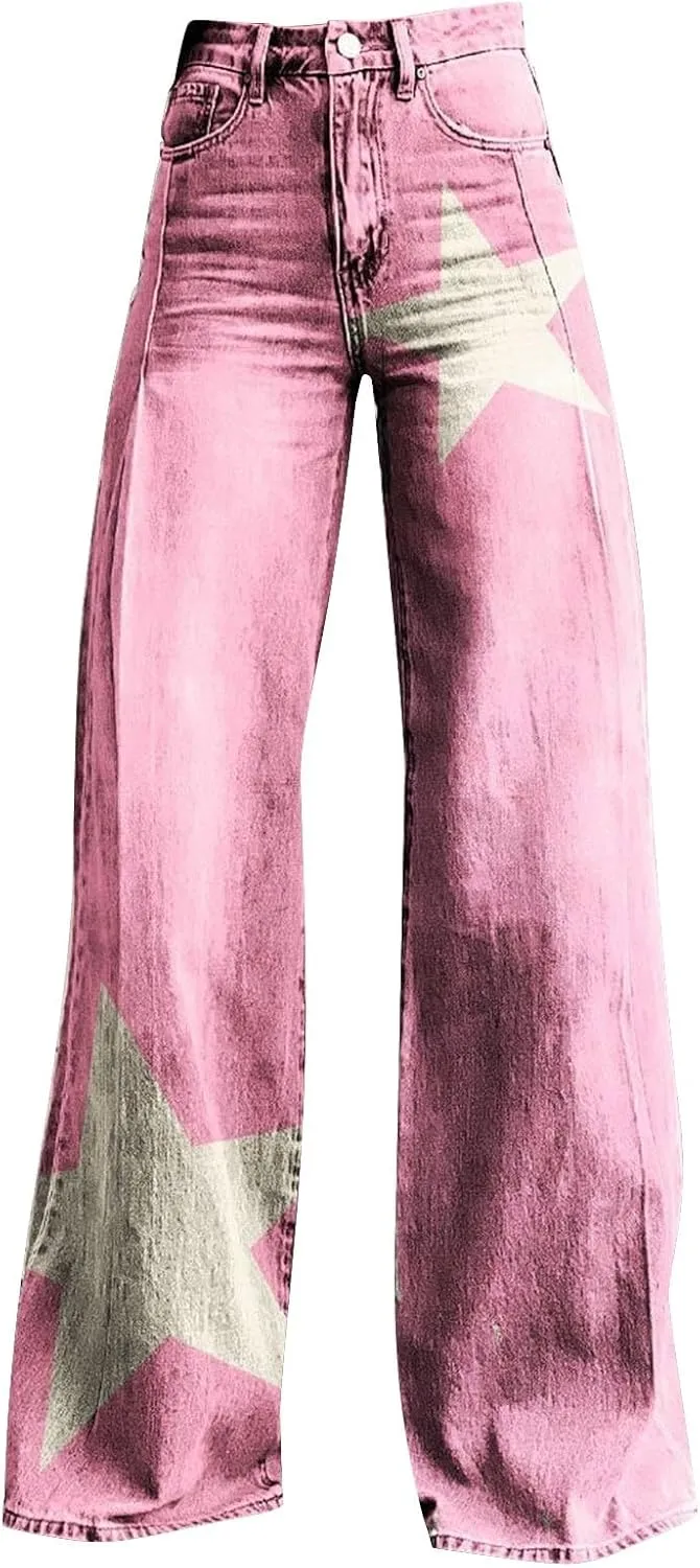 High Waisted Flared Jeans for Women 2025 Straight Leg Casual Vintage Palazzo Pants Y2k Streetwear Fashion Denim Pants
