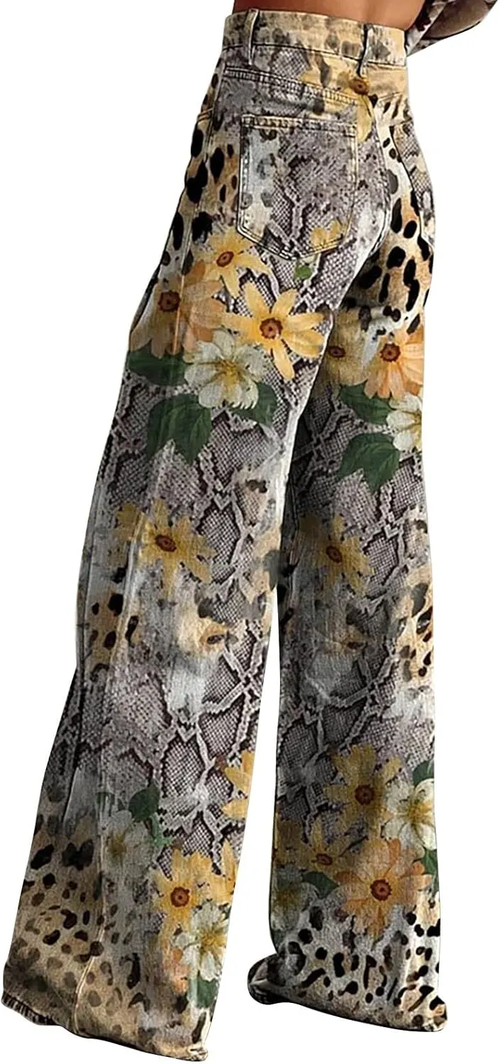 High Waisted Flared Jeans for Women 2025 Straight Leg Casual Vintage Palazzo Pants Y2k Streetwear Fashion Denim Pants