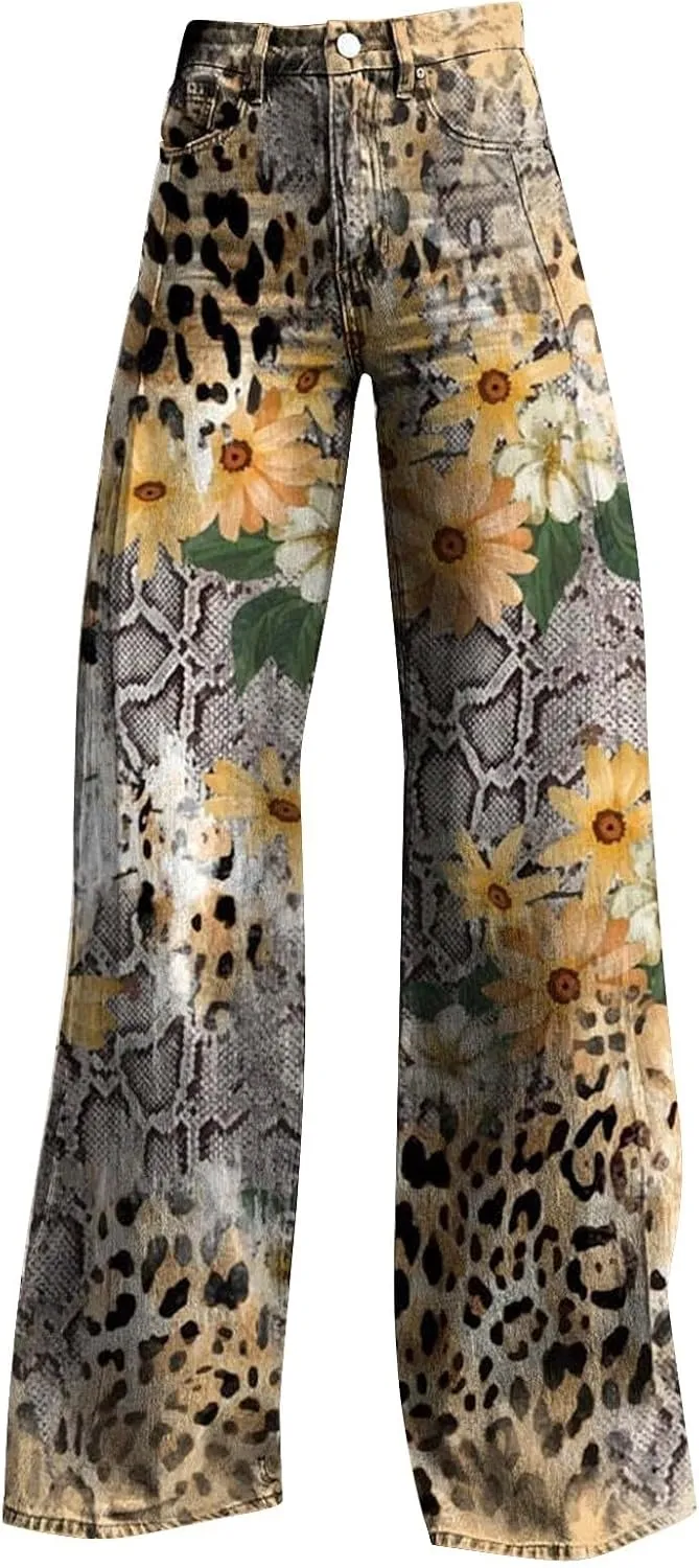 High Waisted Flared Jeans for Women 2025 Straight Leg Casual Vintage Palazzo Pants Y2k Streetwear Fashion Denim Pants