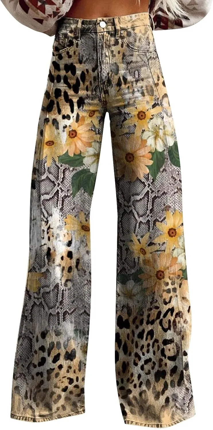 High Waisted Flared Jeans for Women 2025 Straight Leg Casual Vintage Palazzo Pants Y2k Streetwear Fashion Denim Pants