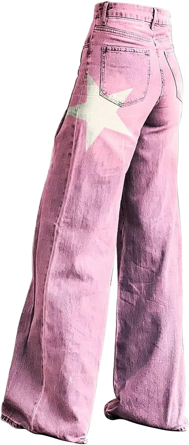 High Waisted Flared Jeans for Women 2025 Straight Leg Casual Vintage Palazzo Pants Y2k Streetwear Fashion Denim Pants
