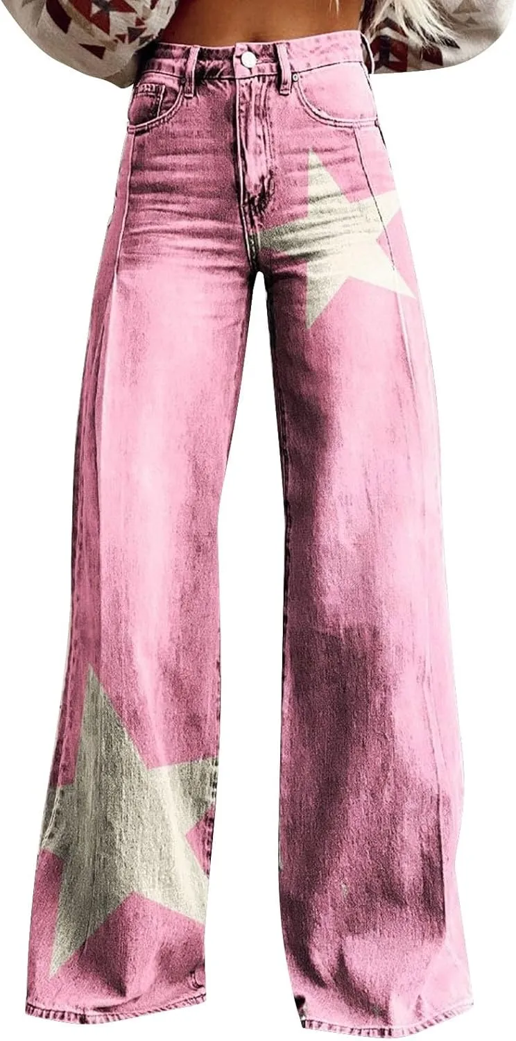 High Waisted Flared Jeans for Women 2025 Straight Leg Casual Vintage Palazzo Pants Y2k Streetwear Fashion Denim Pants