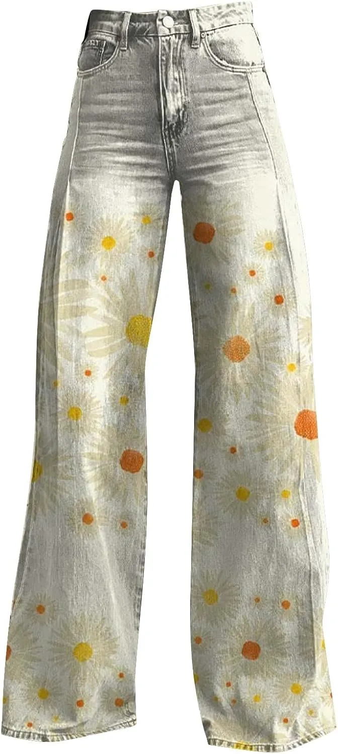 High Waisted Flared Jeans for Women 2025 Straight Leg Casual Vintage Palazzo Pants Y2k Streetwear Fashion Denim Pants