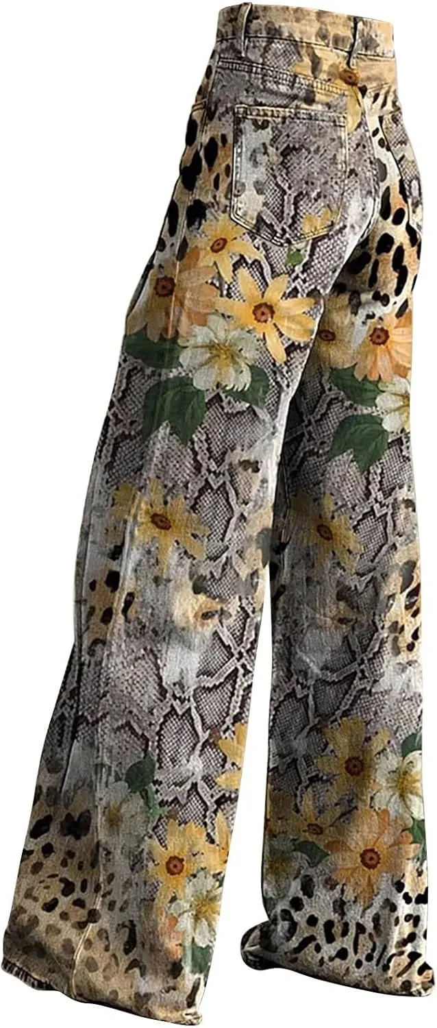 High Waisted Flared Jeans for Women 2025 Straight Leg Casual Vintage Palazzo Pants Y2k Streetwear Fashion Denim Pants