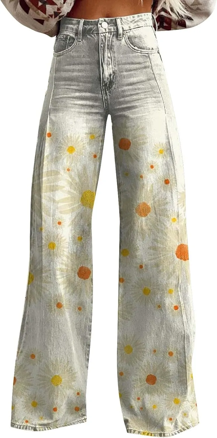 High Waisted Flared Jeans for Women 2025 Straight Leg Casual Vintage Palazzo Pants Y2k Streetwear Fashion Denim Pants