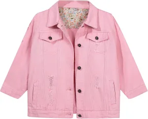 Hixiaohe Women Autumn 3/4 Sleeve Retro Short Denim Jackets Light Blue Jean Coats