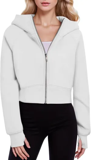 Hoodies for Women Zip Up Hoodies Cropped Sweatshirt Fleece Jackets Fall Outfits Casual Hooded Y2k Tops Winter Clothes 2024