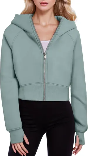 Hoodies for Women Zip Up Hoodies Cropped Sweatshirt Fleece Jackets Fall Outfits Casual Hooded Y2k Tops Winter Clothes 2024