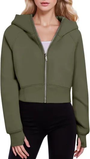 Hoodies for Women Zip Up Hoodies Cropped Sweatshirt Fleece Jackets Fall Outfits Casual Hooded Y2k Tops Winter Clothes 2024