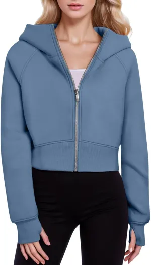 Hoodies for Women Zip Up Hoodies Cropped Sweatshirt Fleece Jackets Fall Outfits Casual Hooded Y2k Tops Winter Clothes 2024
