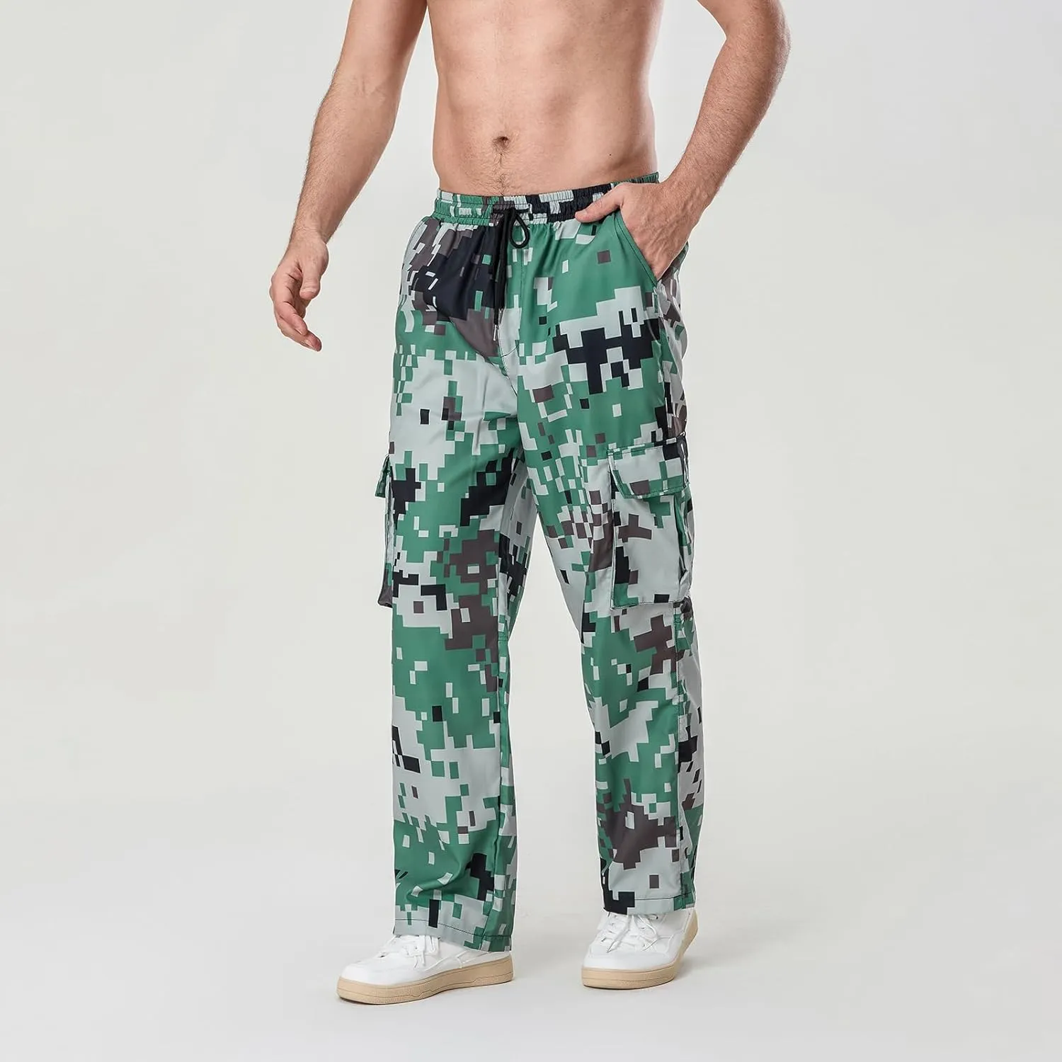 Hulpvktsgiq Men Camo Joggers Sweatpants Casual Lightweight Hiking Outdoor Trouser Streetwear Straight Leg Pants with Pockets