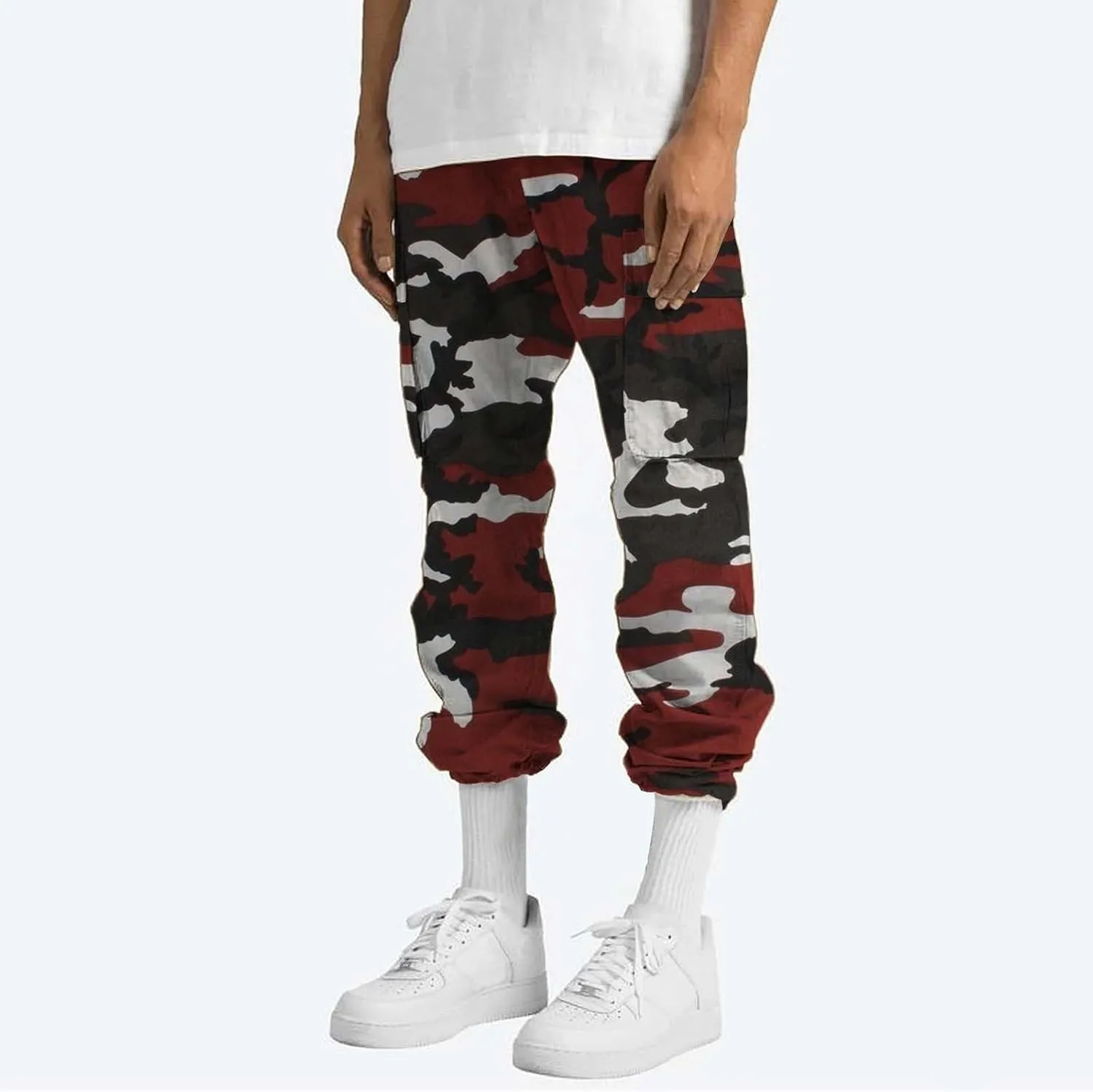 Hulpvktsgiq Men Camo Joggers Sweatpants Casual Lightweight Hiking Outdoor Trouser Streetwear Straight Leg Pants with Pockets