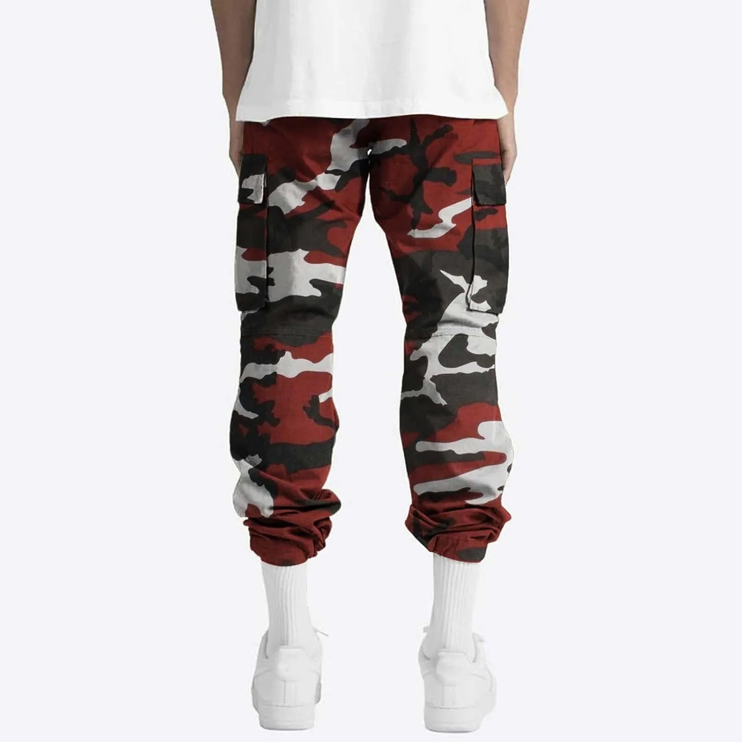Hulpvktsgiq Men Camo Joggers Sweatpants Casual Lightweight Hiking Outdoor Trouser Streetwear Straight Leg Pants with Pockets