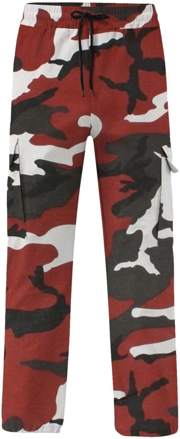 Hulpvktsgiq Men Camo Joggers Sweatpants Casual Lightweight Hiking Outdoor Trouser Streetwear Straight Leg Pants with Pockets