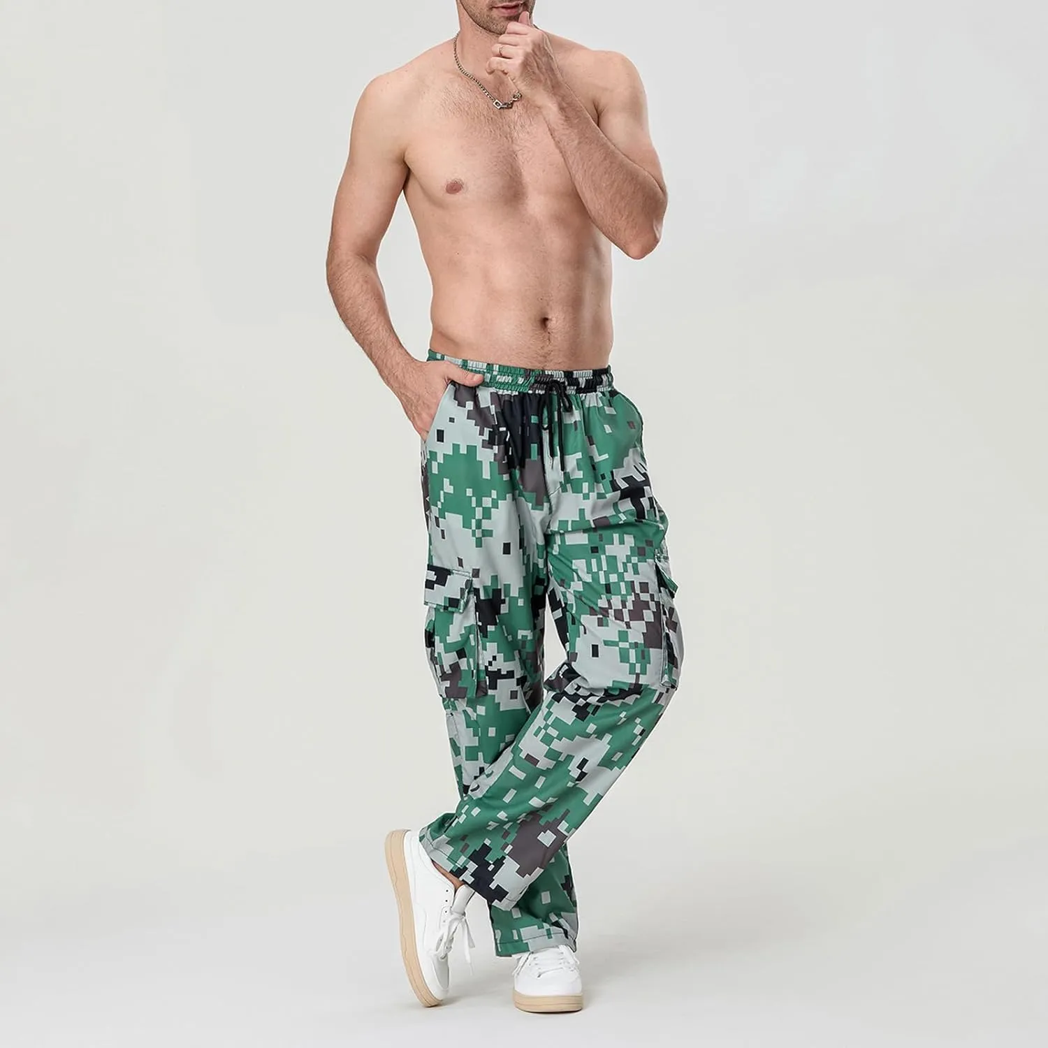 Hulpvktsgiq Men Camo Joggers Sweatpants Casual Lightweight Hiking Outdoor Trouser Streetwear Straight Leg Pants with Pockets