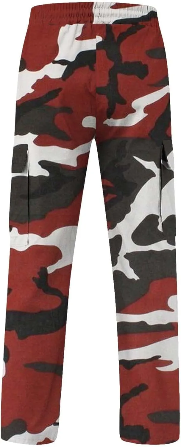 Hulpvktsgiq Men Camo Joggers Sweatpants Casual Lightweight Hiking Outdoor Trouser Streetwear Straight Leg Pants with Pockets