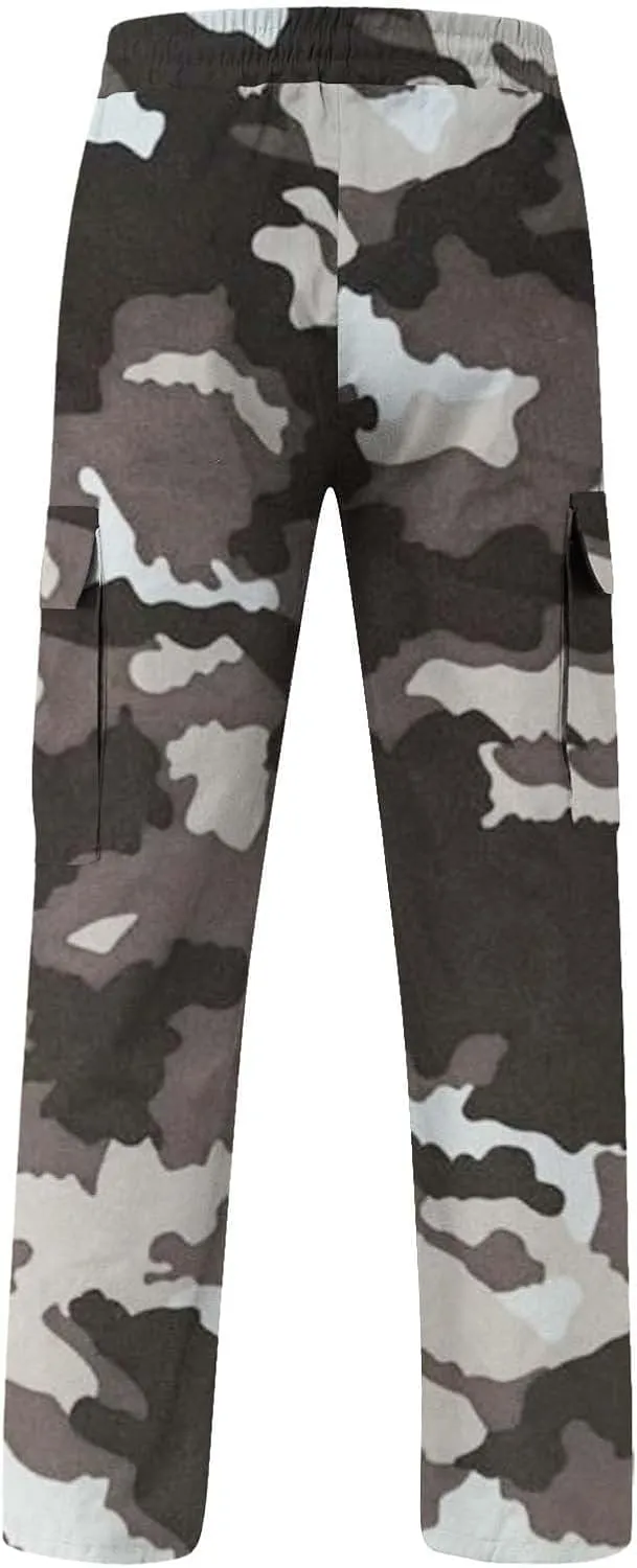 Hulpvktsgiq Men Camo Joggers Sweatpants Casual Lightweight Hiking Outdoor Trouser Streetwear Straight Leg Pants with Pockets